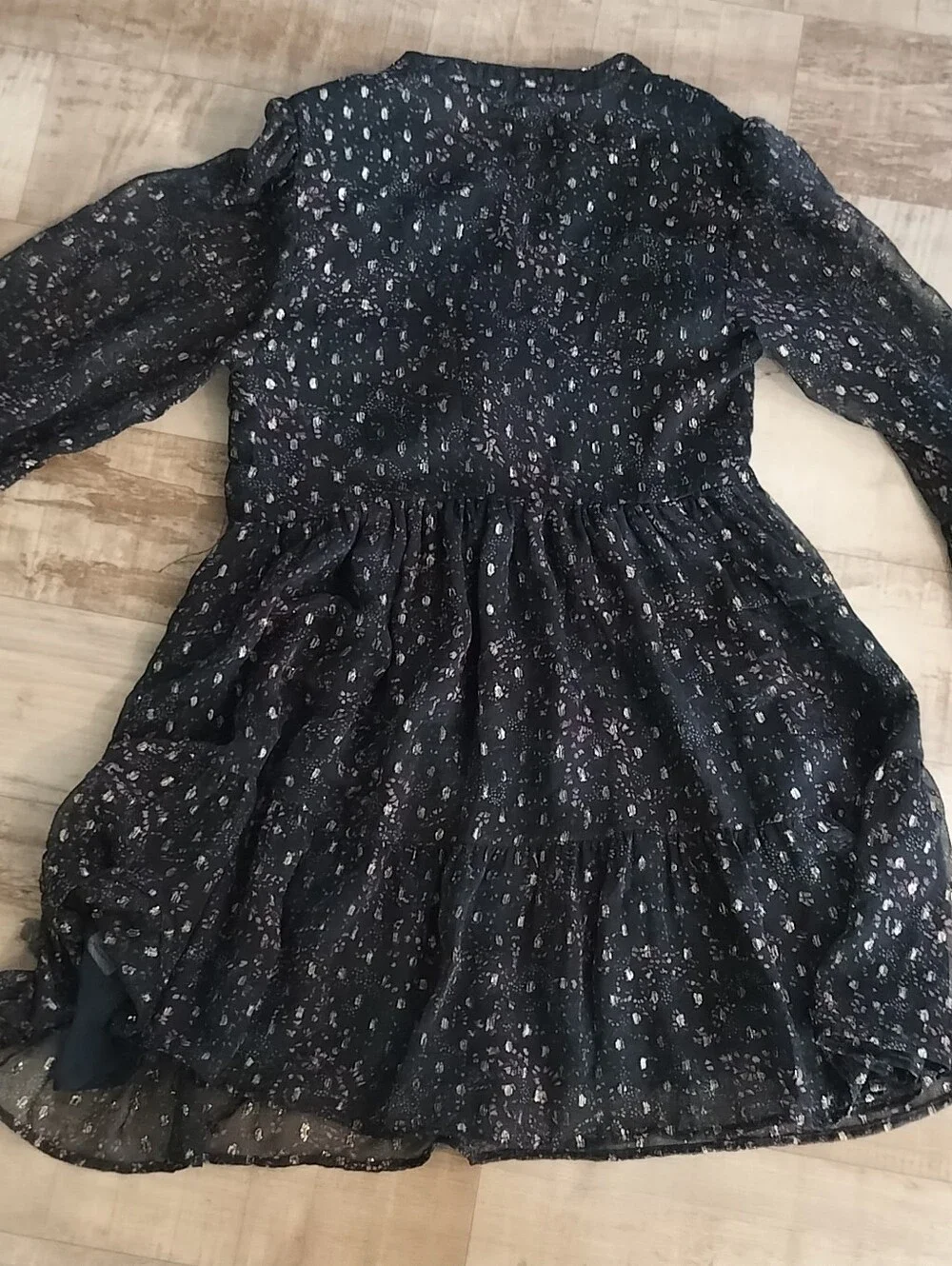 Girls' Black Floral Embroidered Boho Dress